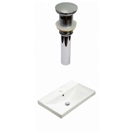 23.86 W 1 Hole Ceramic Top Set In White Color, Overflow Drain Incl.